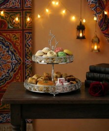 SILVER DOUBLE-LAYERED CRYSTAL SERVING DISH 18-25cm